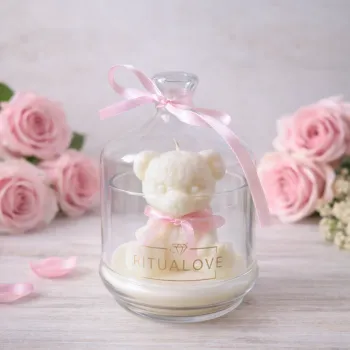 Świeca sojowa MIŚ w szkle z kloszem na prezent handmade